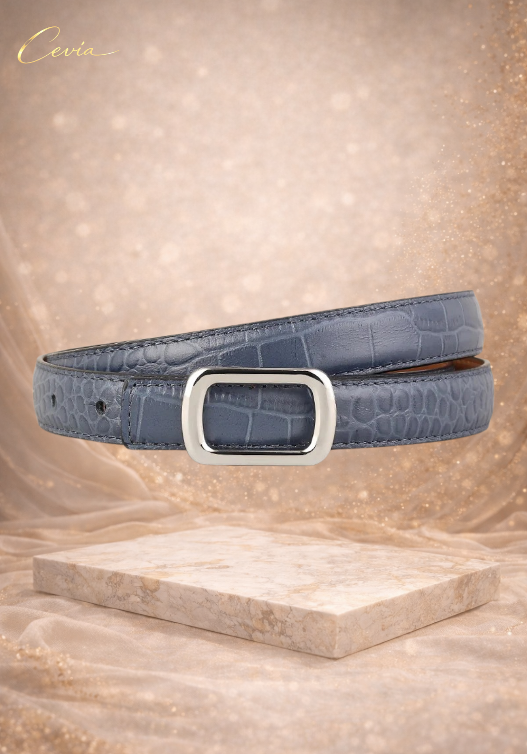The Riviera Croc-Embossed Leather Belt