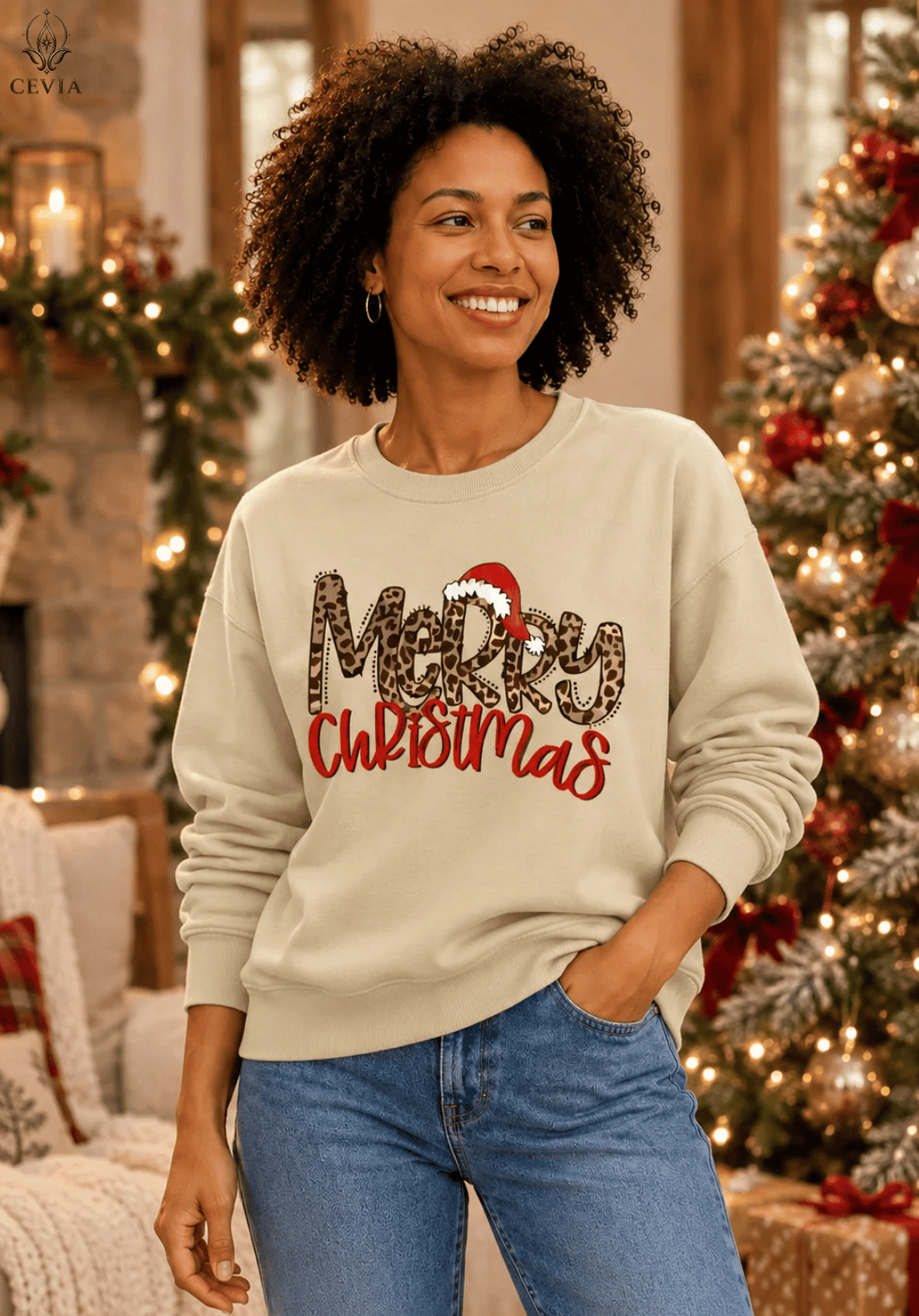 Sweat de Noël Wildly Merry à imprimé graphique