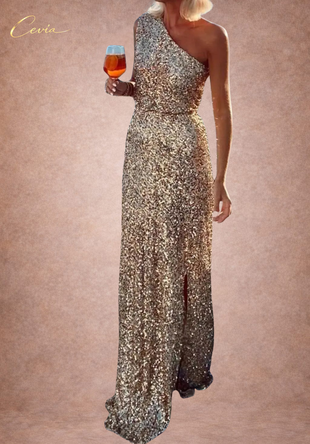 The Aurelia One-Shoulder Sequin Gown