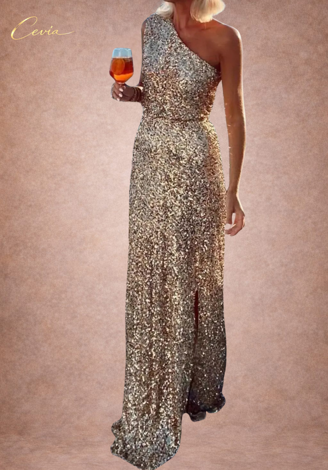 The Aurelia One-Shoulder Sequin Gown