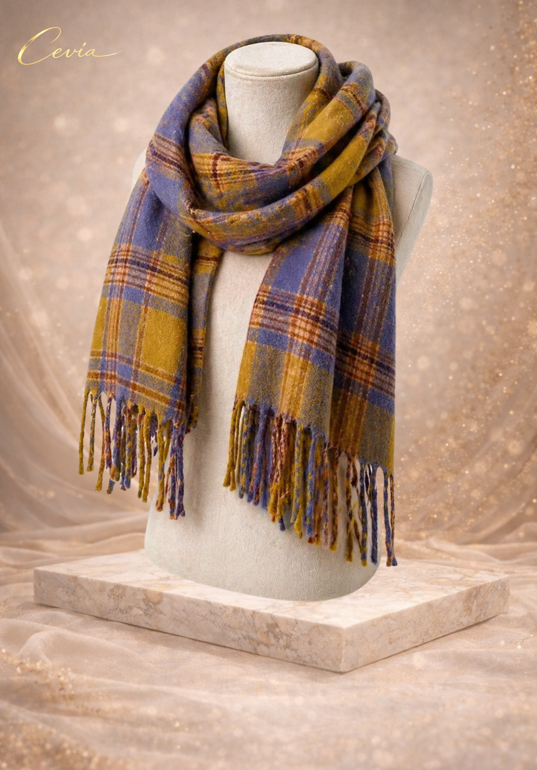 The Madelle Plaid Fringe Scarf