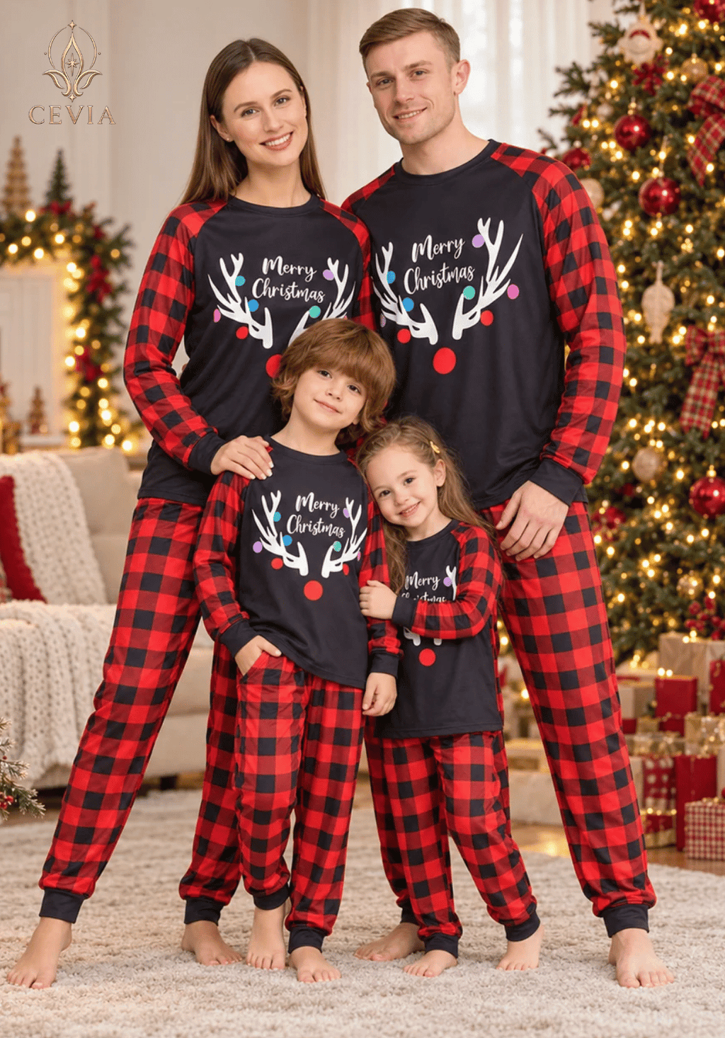Kerst Familie Matching Pyjamasets — Rudolph's Festive Cheer