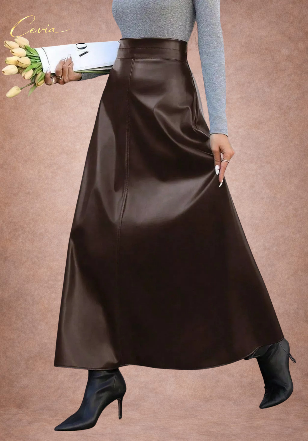 THE SOLENNE LEATHER-EFFECT MAXI SKIRT