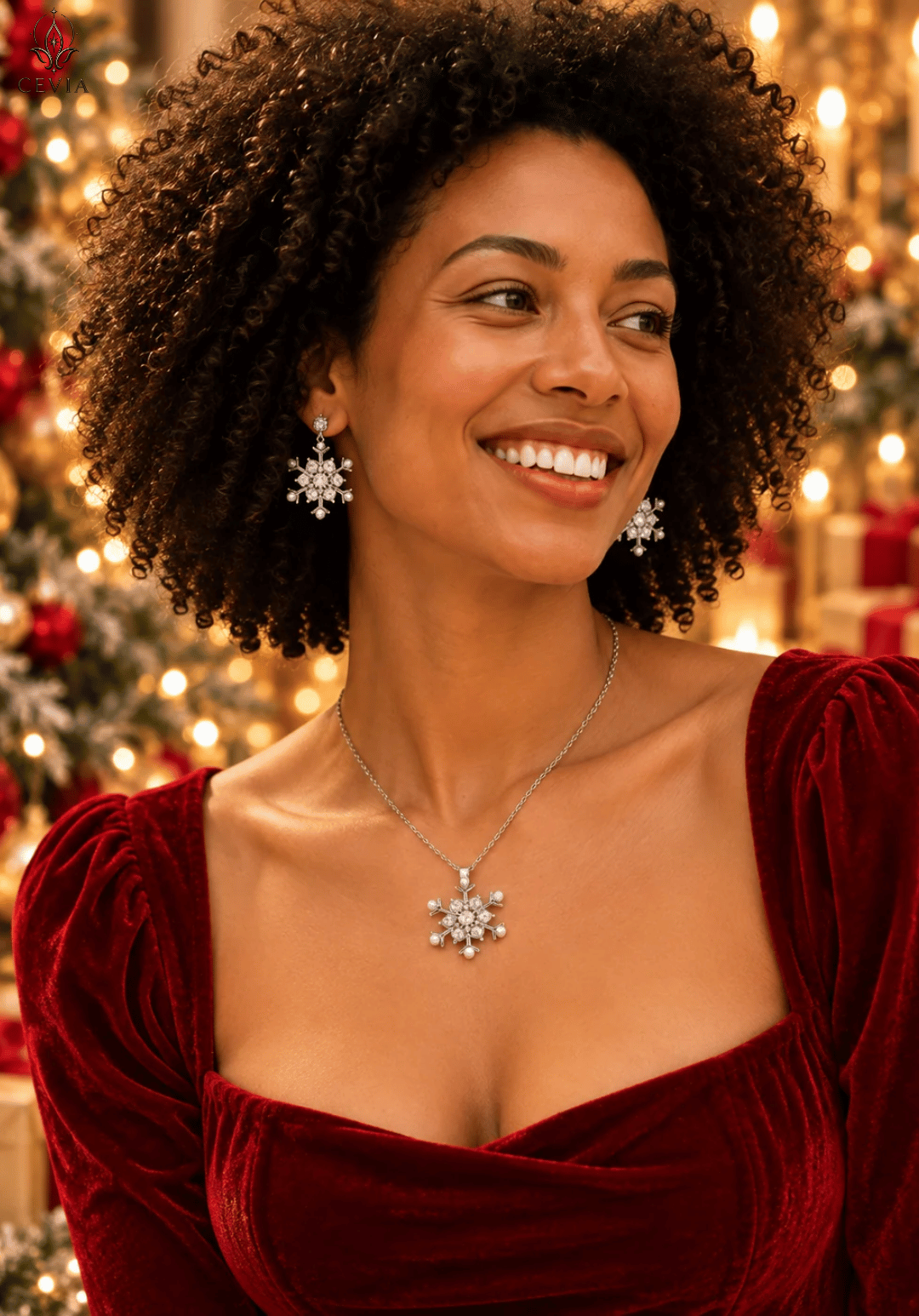 The Winter Brilliance Snowflake Necklace & Earrings Set