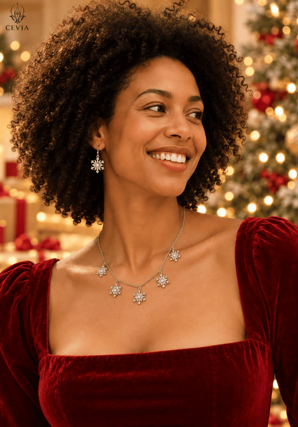 The Winter Constellation Snowflake Charm Necklace & Earrings Set