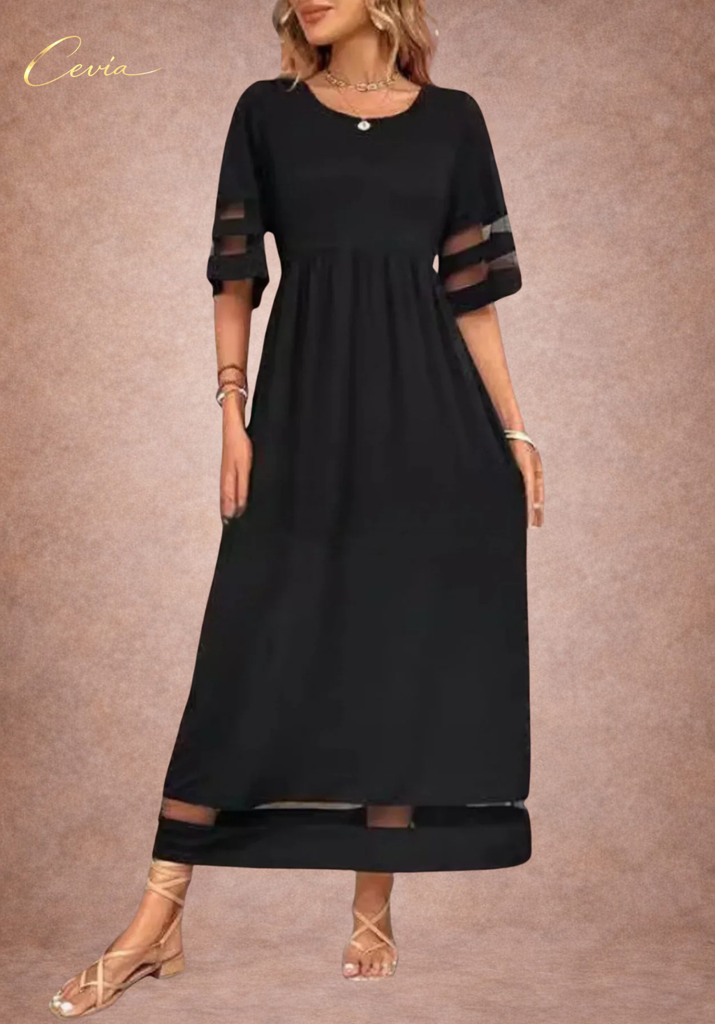 The Marivelle Shadow-Sheer Maxi Dress
