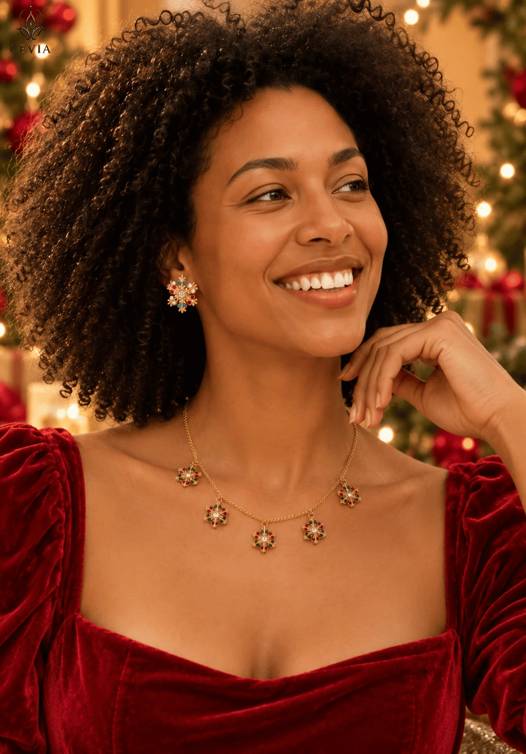 The Celebration Snowflake Charm Necklace & Earrings Set