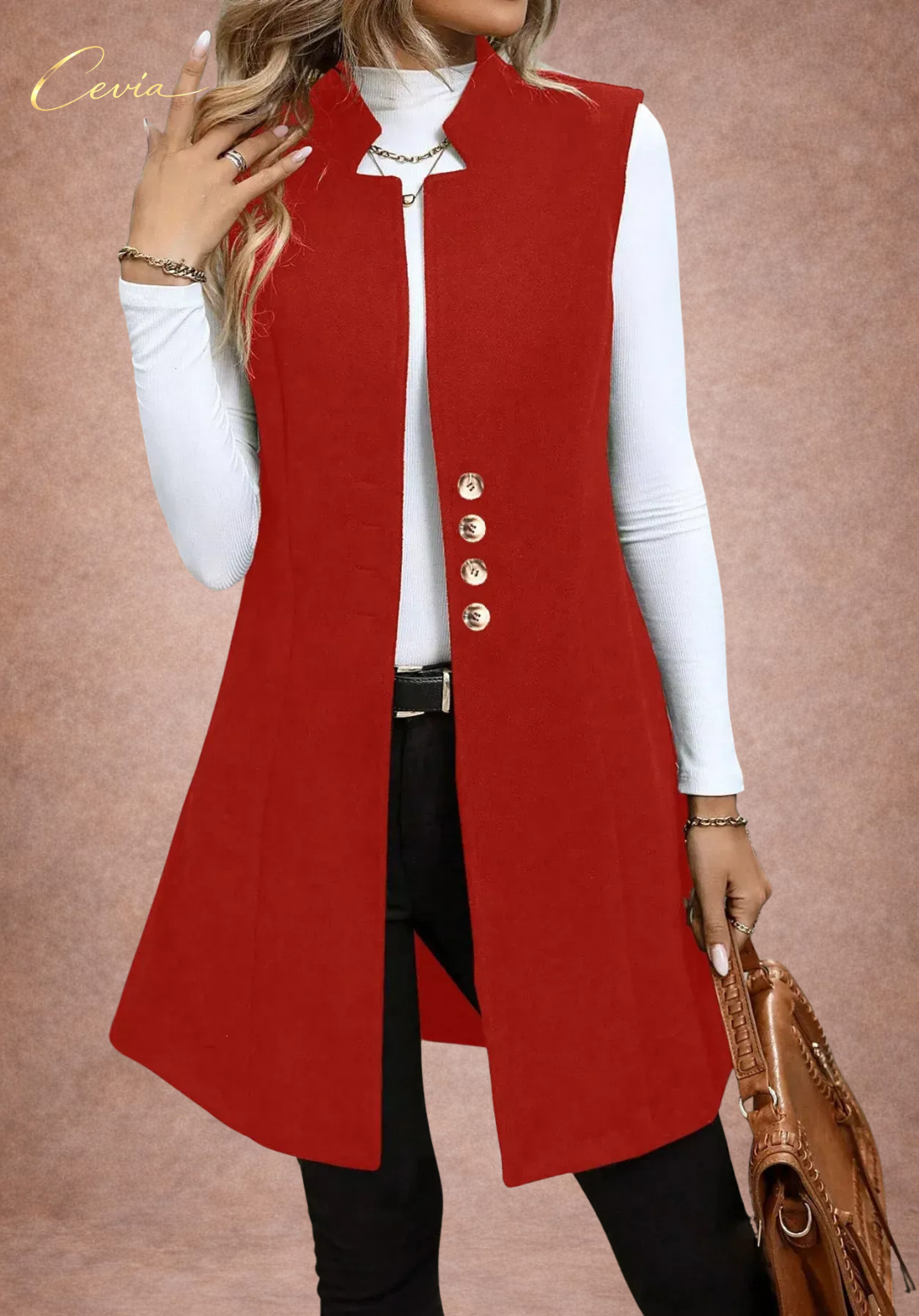 Sculpted Elegance Sleeveless Coat