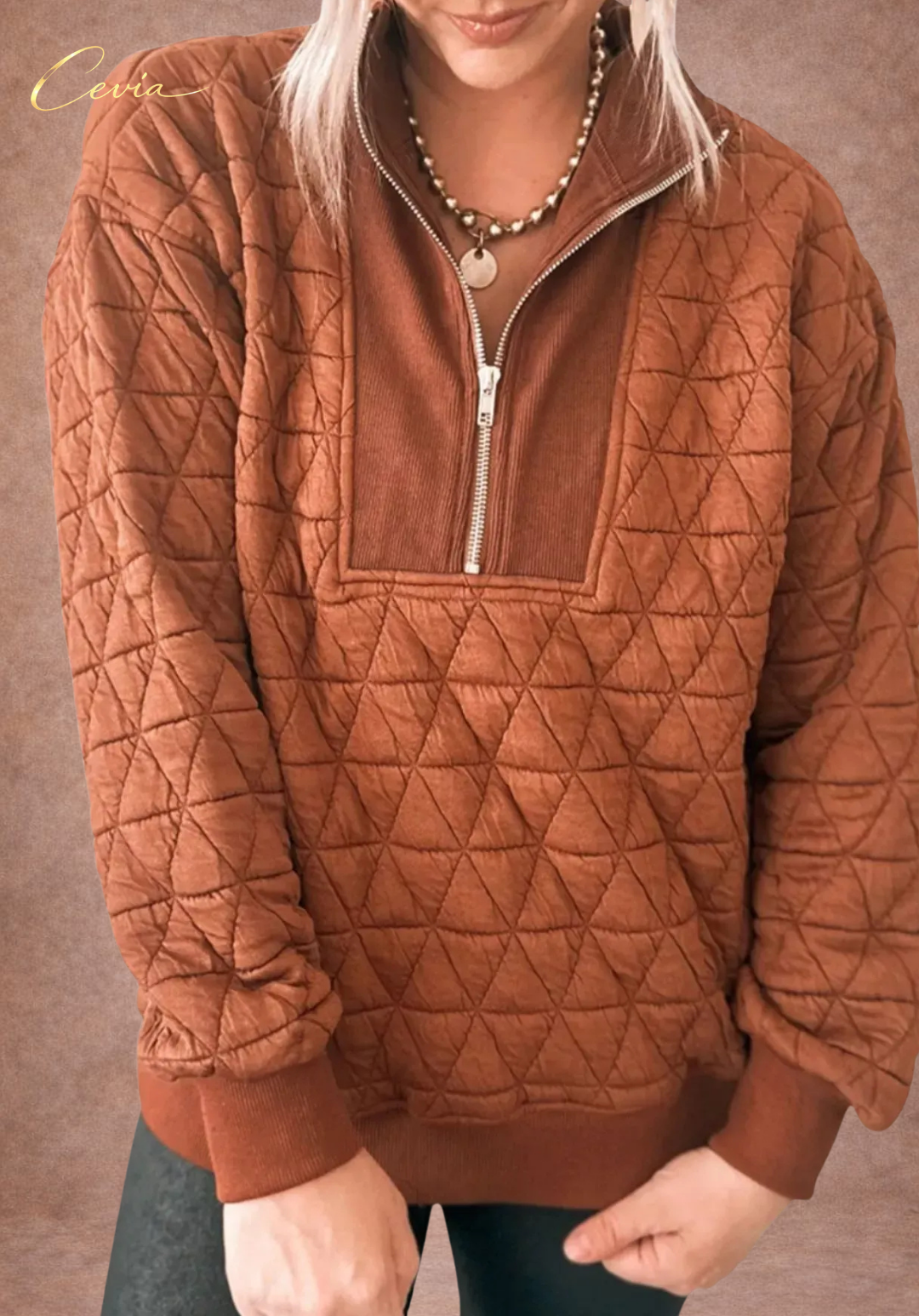 The Terralune Quilted Half-Zip Sweater