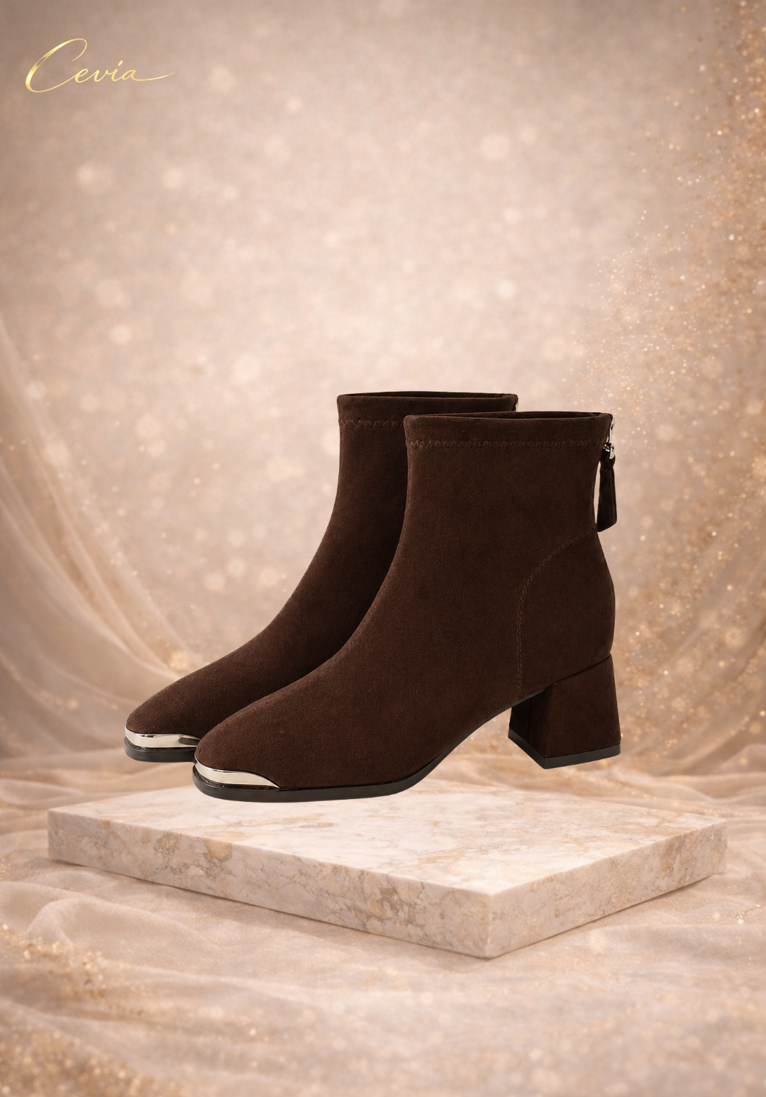 The Celviera Luxe-Sculpt Square-Toe Ankle Boots