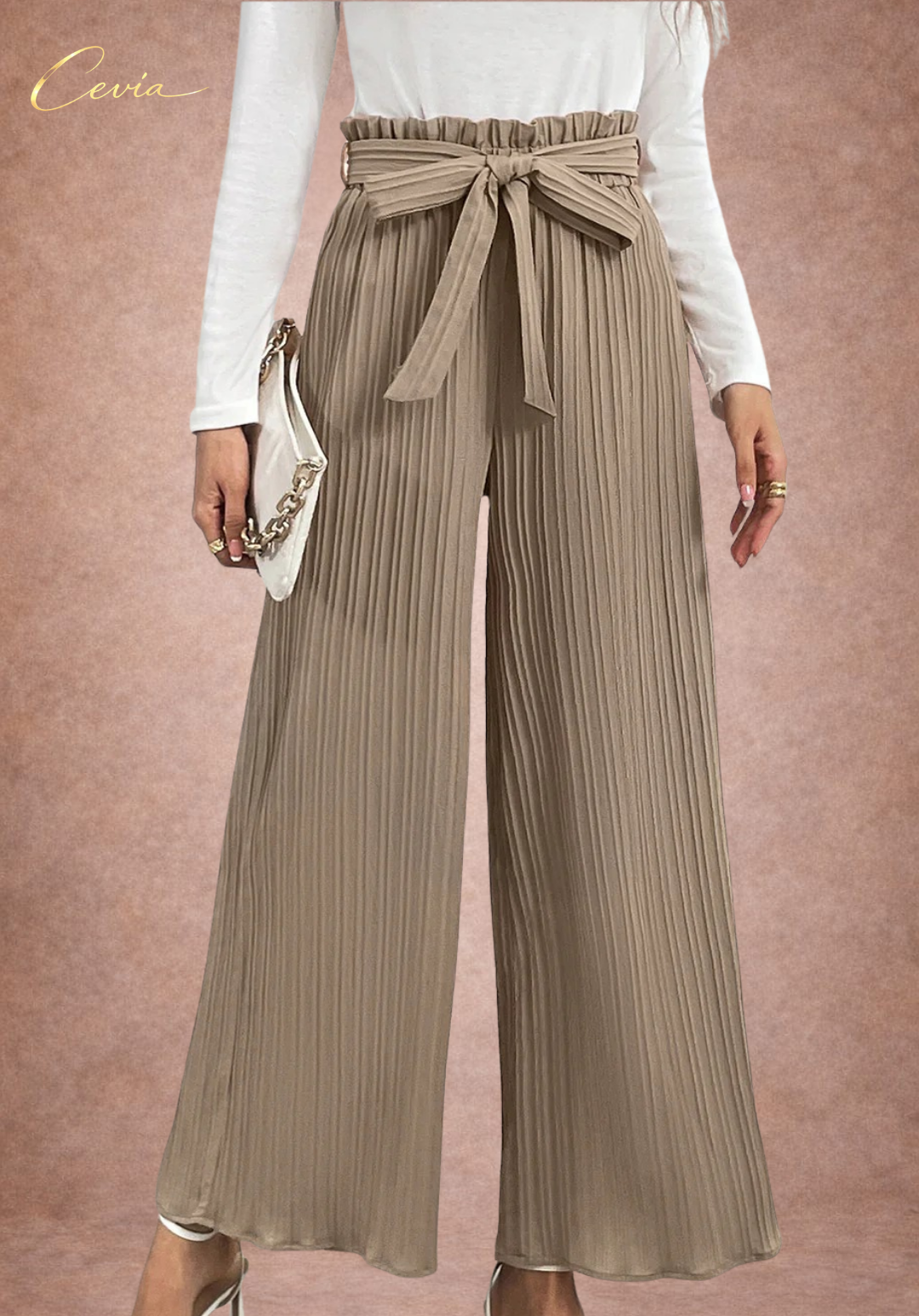 The Celianne Pleated Tie-Waist Palazzo Pants