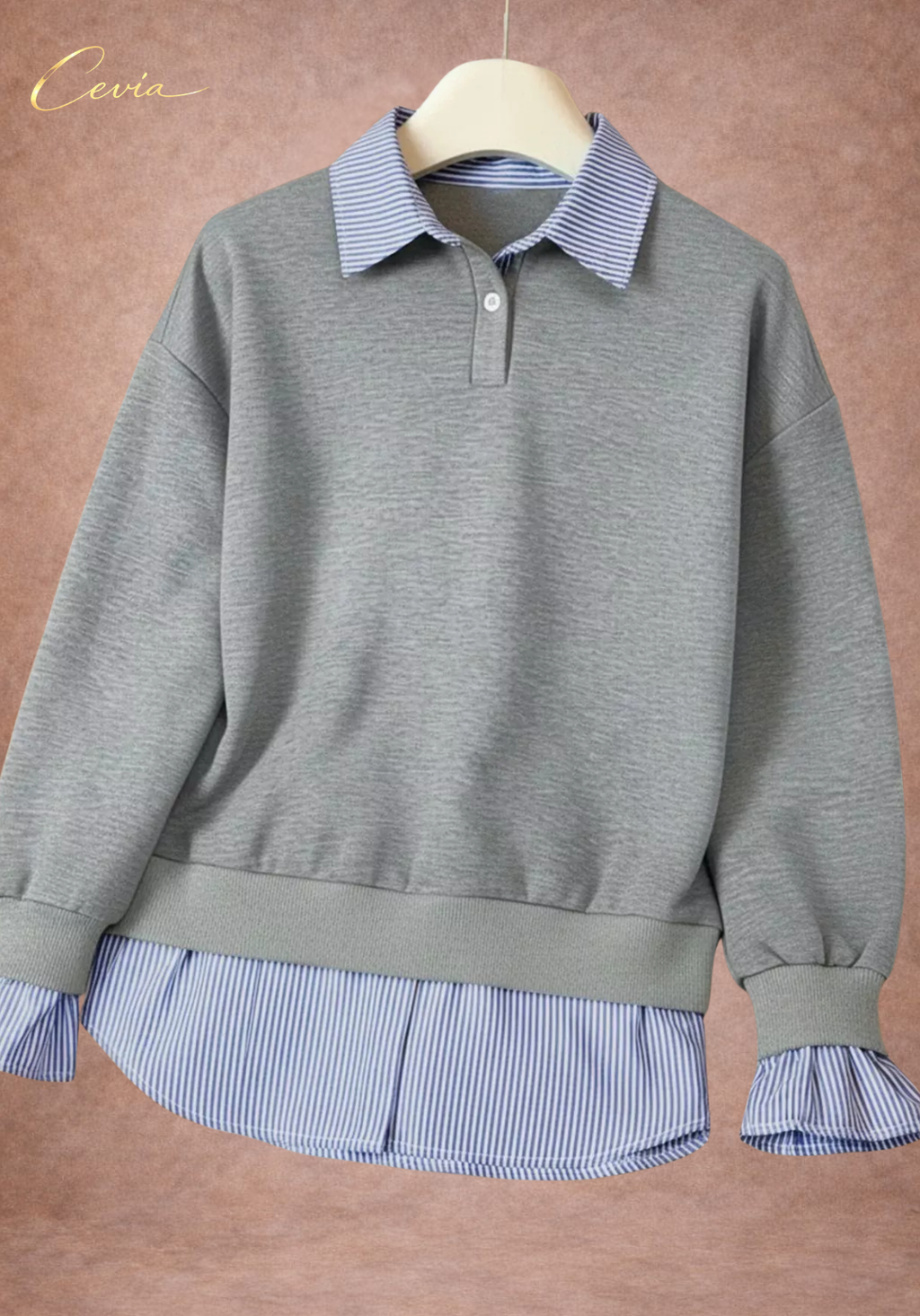 The Éloane Layered-Contrast Collared Top