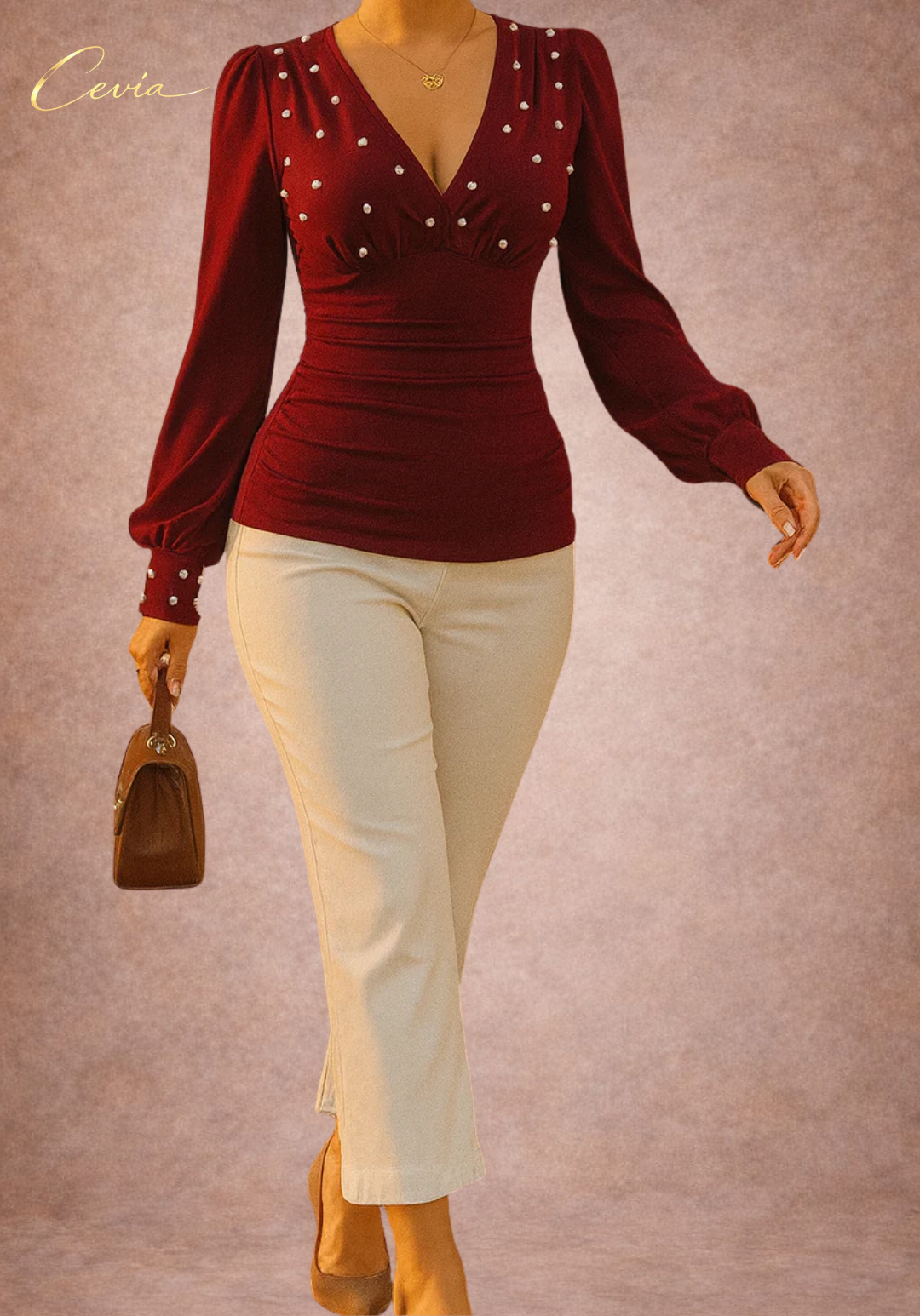 The Marivelle Pearl-Ruched Silhouette Top