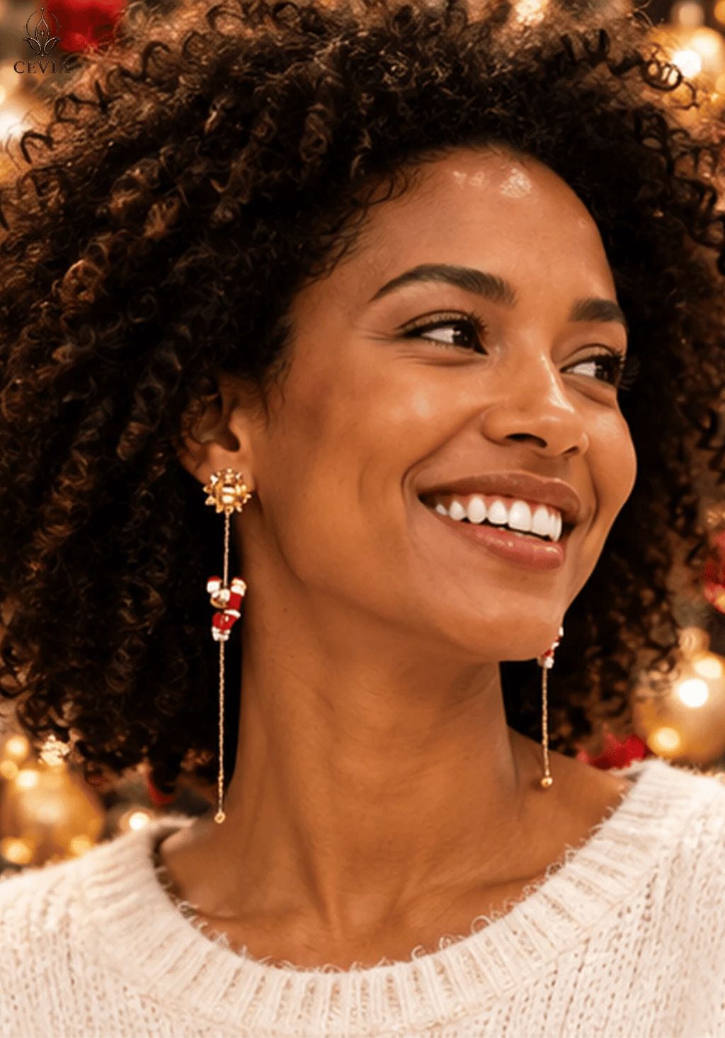 The Christmas Santa Gift Bow Long Drop Earrings