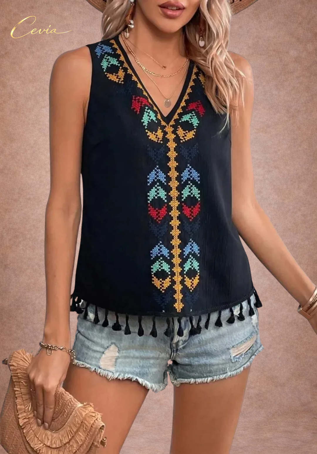 The Bohemian Riviera Tassel Blouse