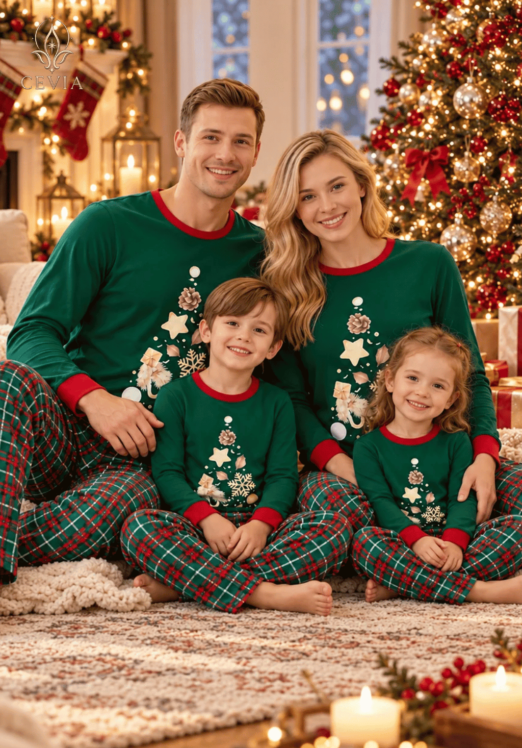 Weihnachtliche Familien-Pyjama-Sets im Partnerlook — Enchanted Tree