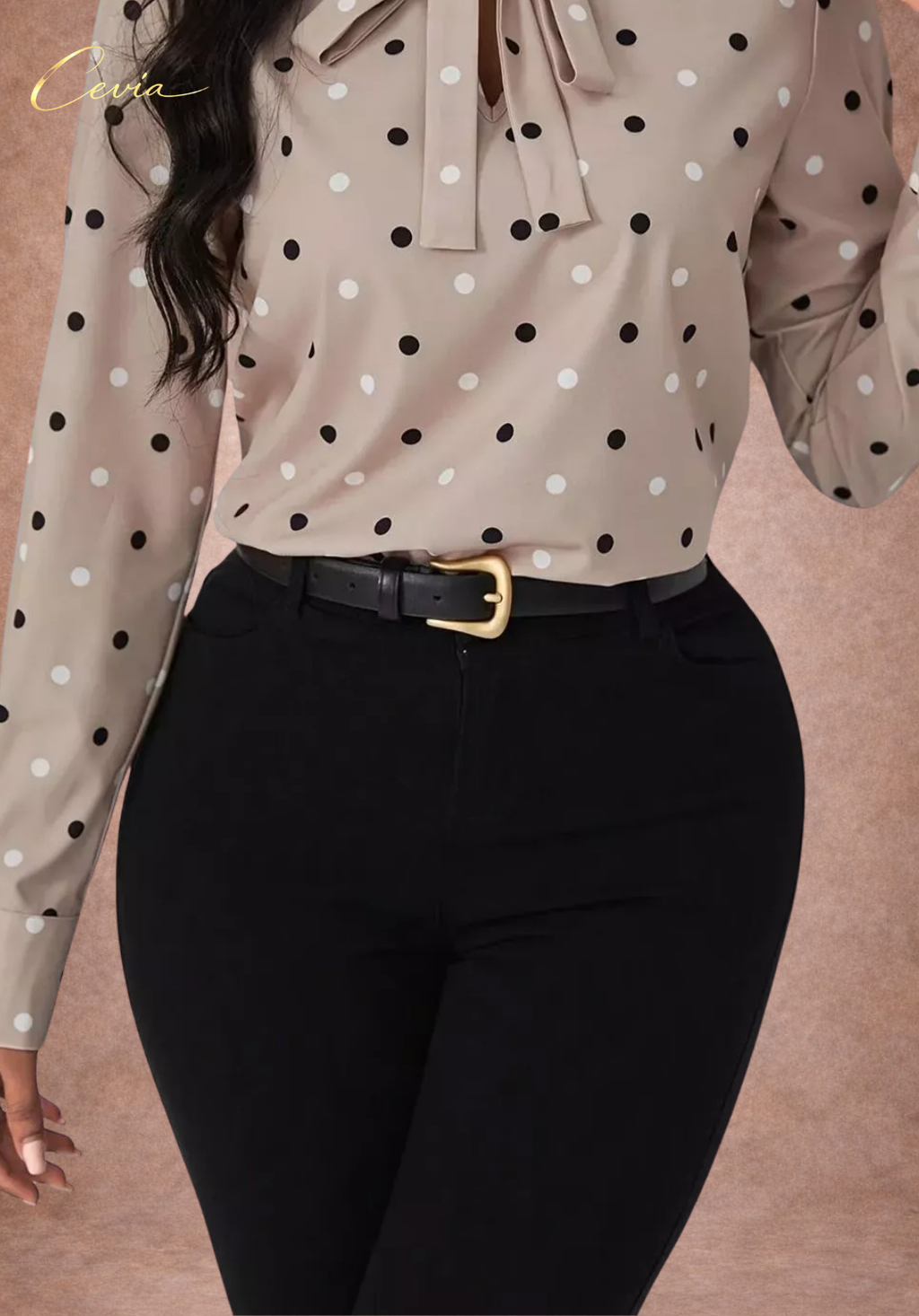 The Marivienne Polka-Dot Bow-Tie Elegance Blouse