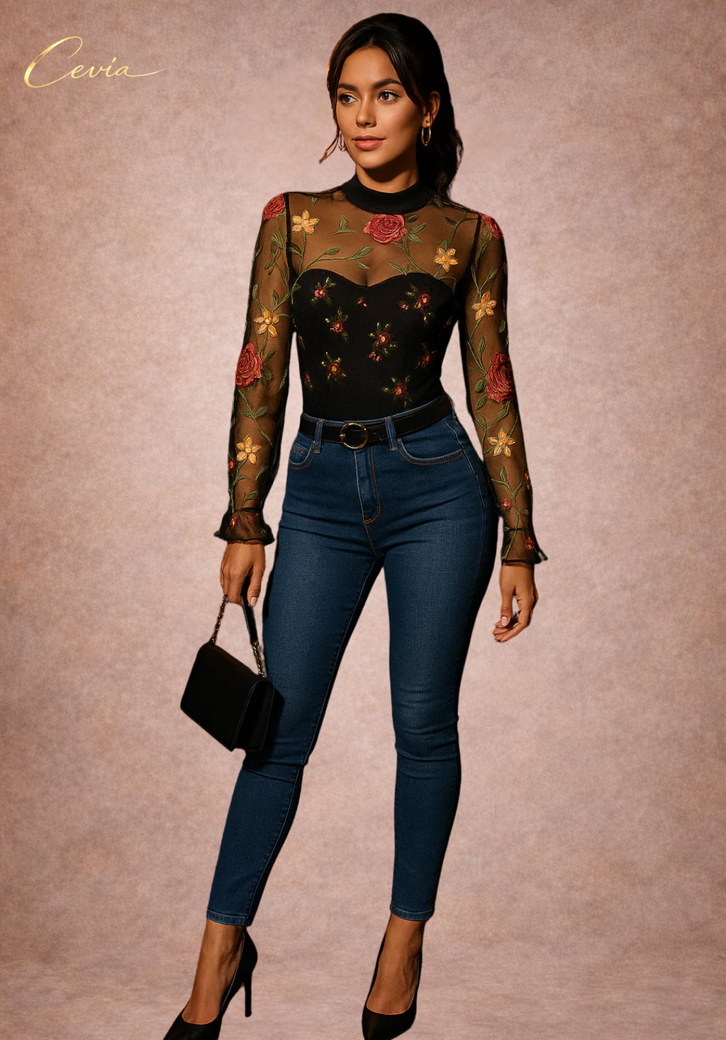 The Roséliane Embroidered Sheer Bodysuit