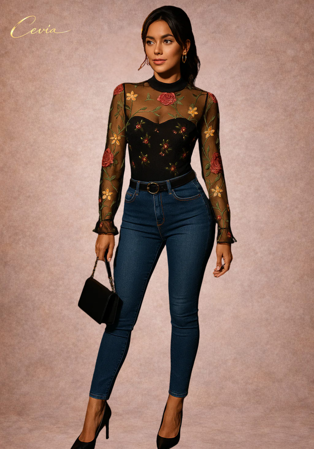 The Roséliane Embroidered Sheer Bodysuit