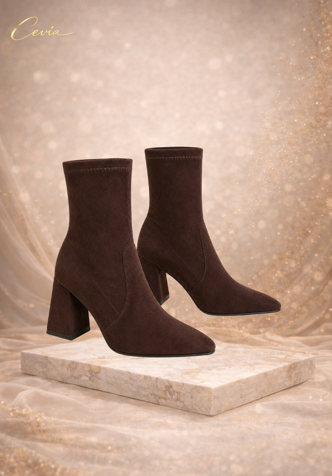 The Maevia Suede-Sculpt Block-Heel Boots