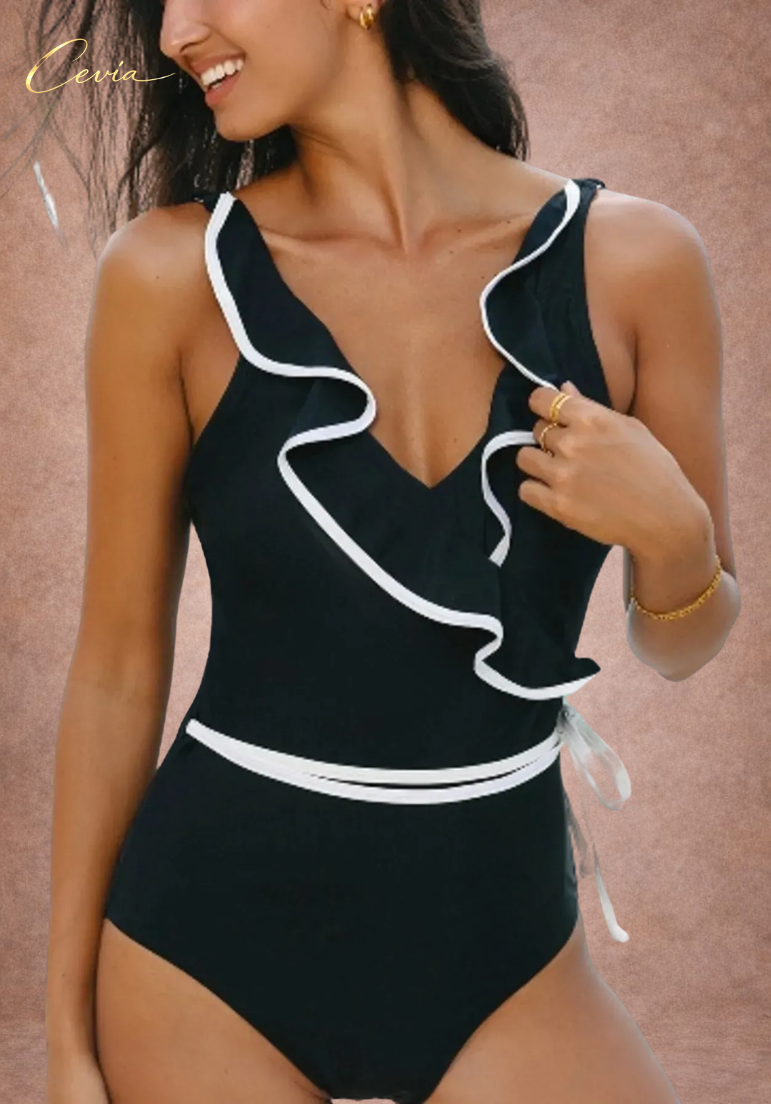 Bianca Contrast Ruffle Swimsuit