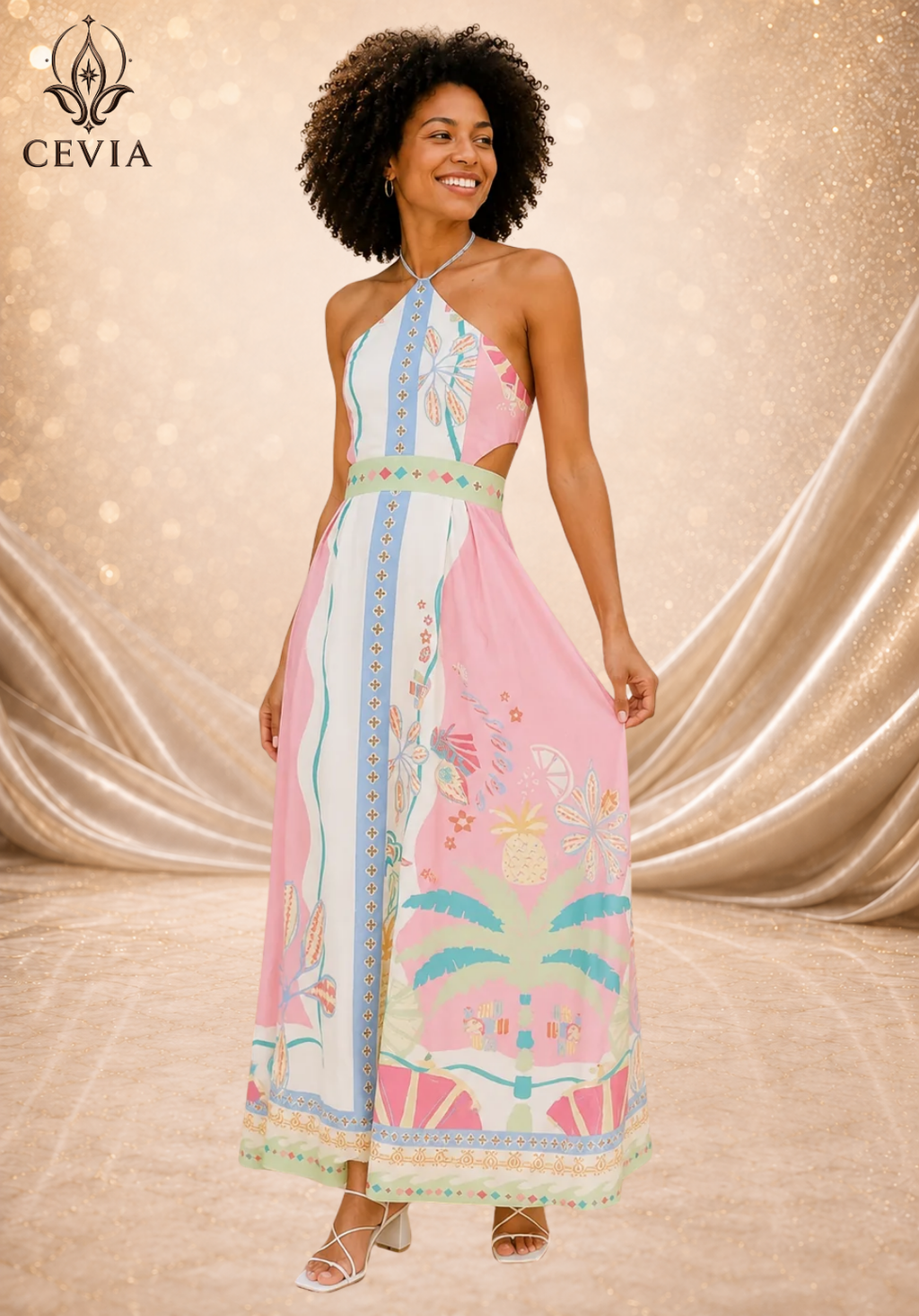 The Backless Halter Cutout Maxi Dress