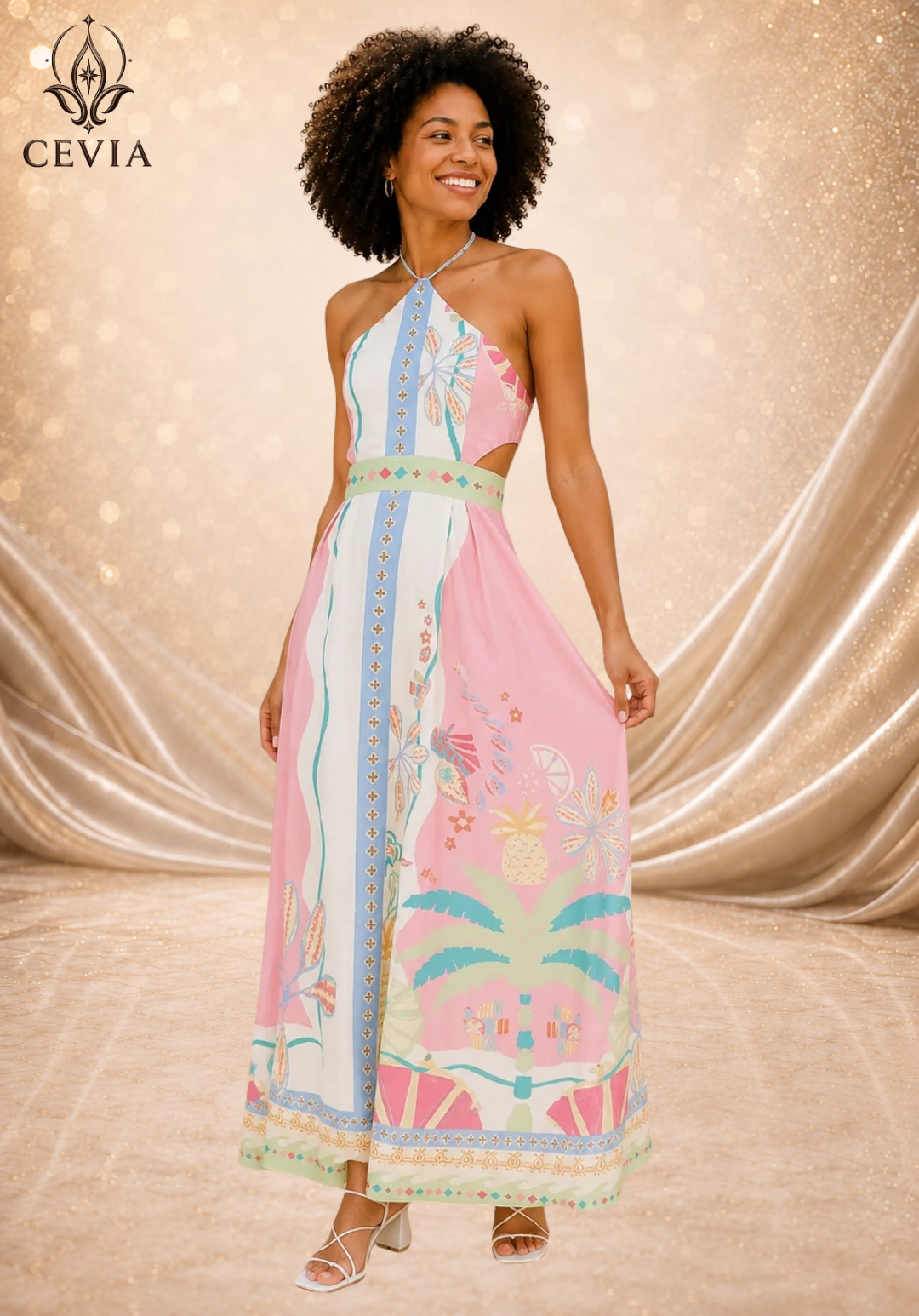The Backless Halter Cutout Maxi Dress
