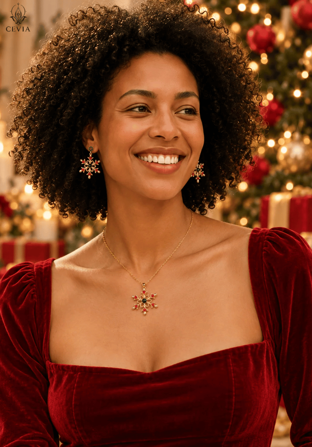 The Festive Fleur Snowflake Necklace & Earrings Set