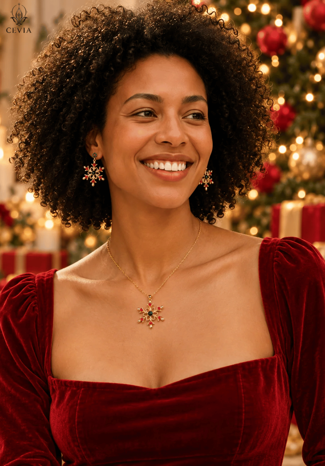 The Festive Fleur Snowflake Necklace & Earrings Set