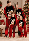 Kerst Familie Matching Pyjamasets — Reindeer Buffalo Plaid