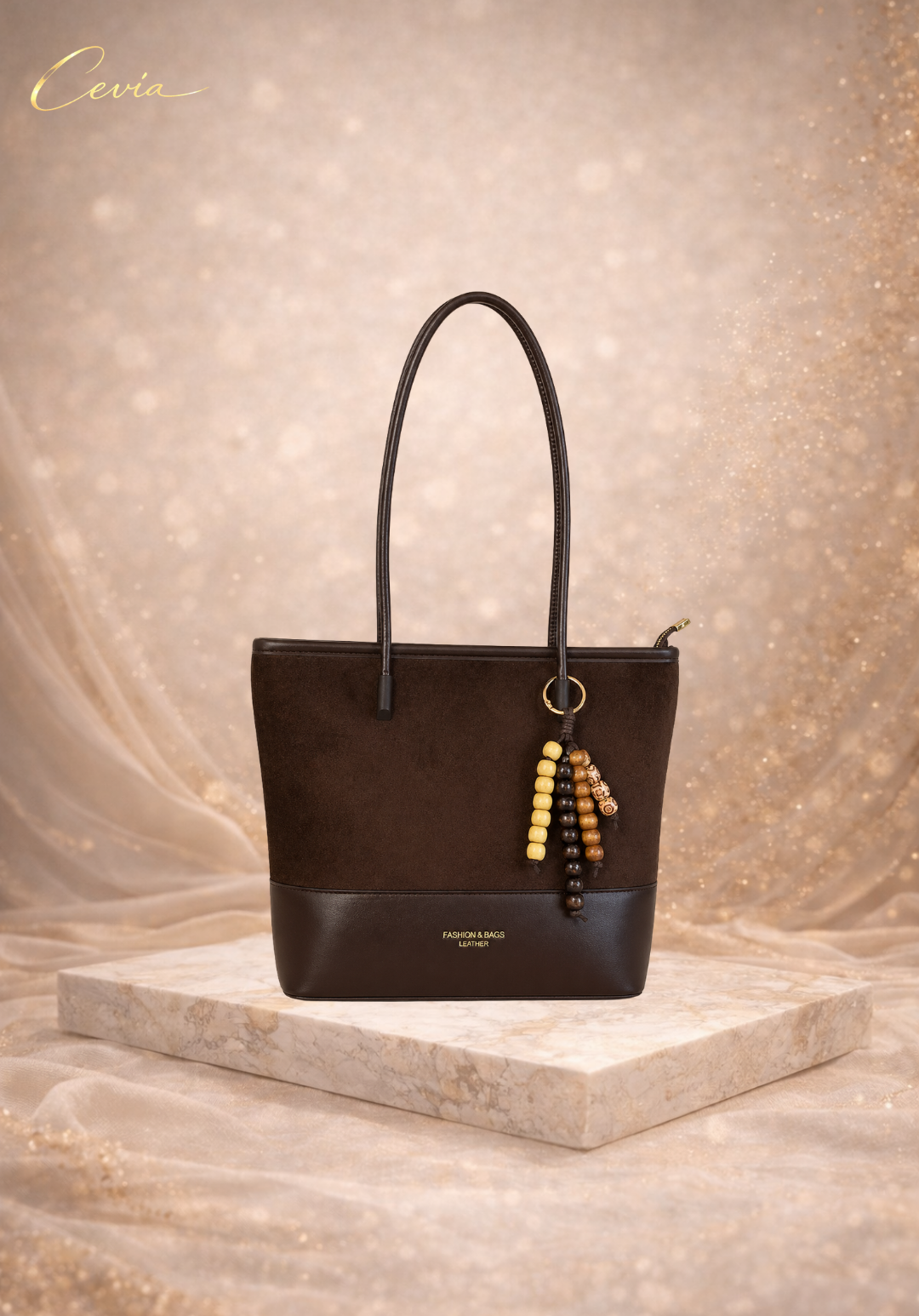 The Marivelle Bordeaux-Suede Dual-Tone Shoulder Tote