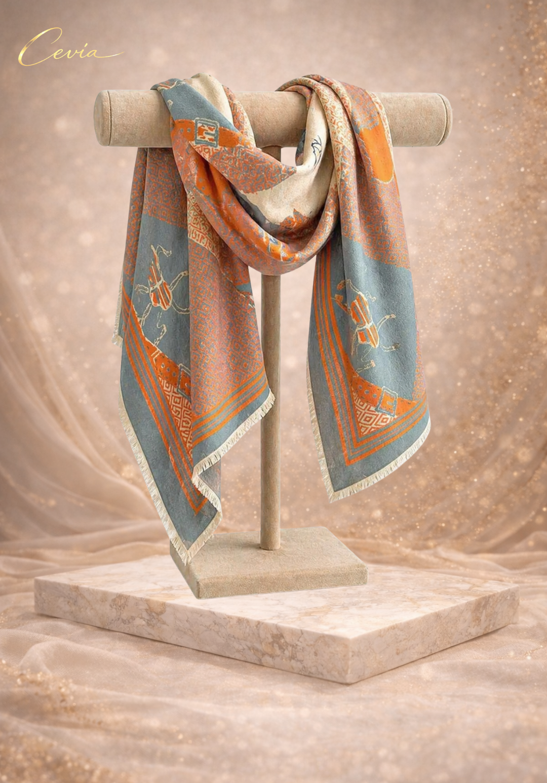 The Lavienne Heritage Carriage-Print Cashmere-Touch Scarf