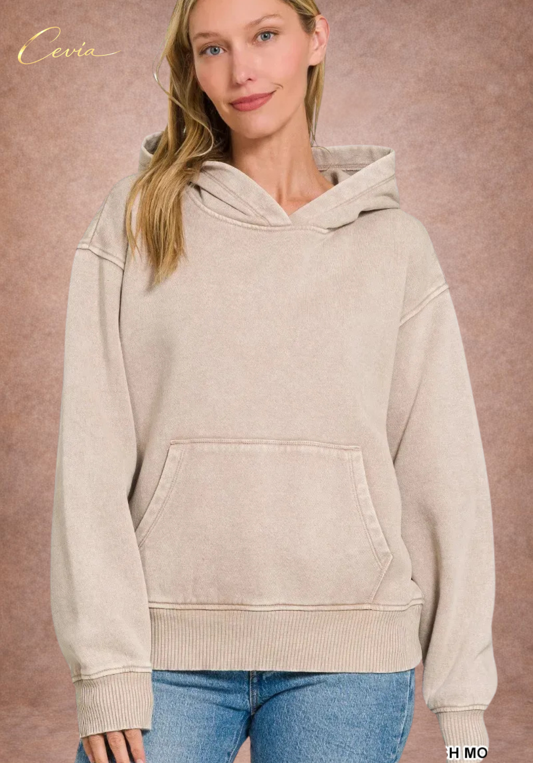 The Asterelle Acid-Wash Fleece Kangaroo Hoodie – Ash Mocha