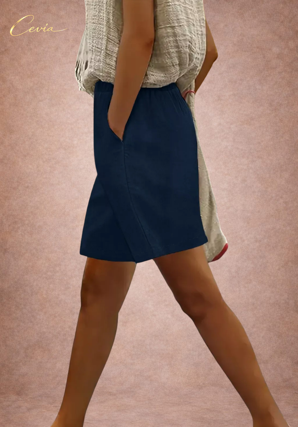 High-Waist Button-Front Flow Shorts