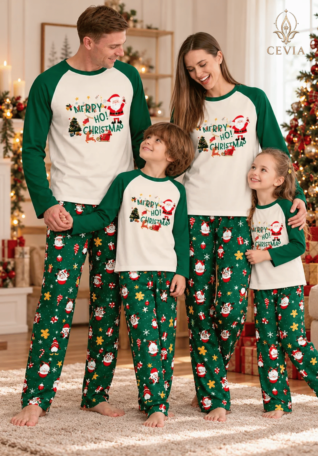 أطقم بيجامات كريسماس عائلية متطابقة — Santa's Merry Wishes