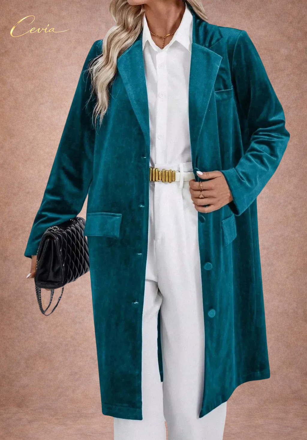 The Velvet Luxe Longline Blazer Coat