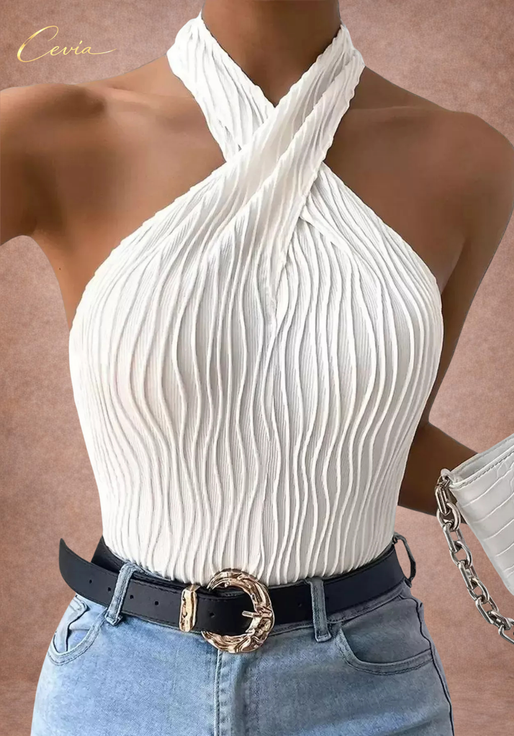 The Aureline Cross-Neck Knit Top