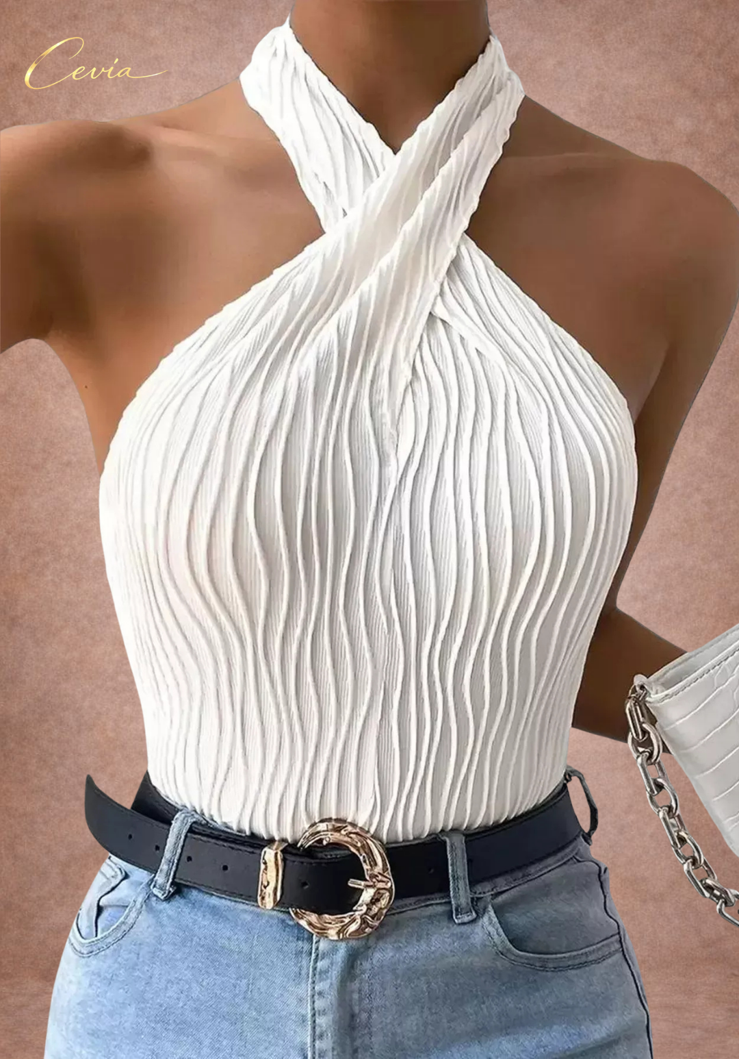 The Aureline Cross-Neck Knit Top
