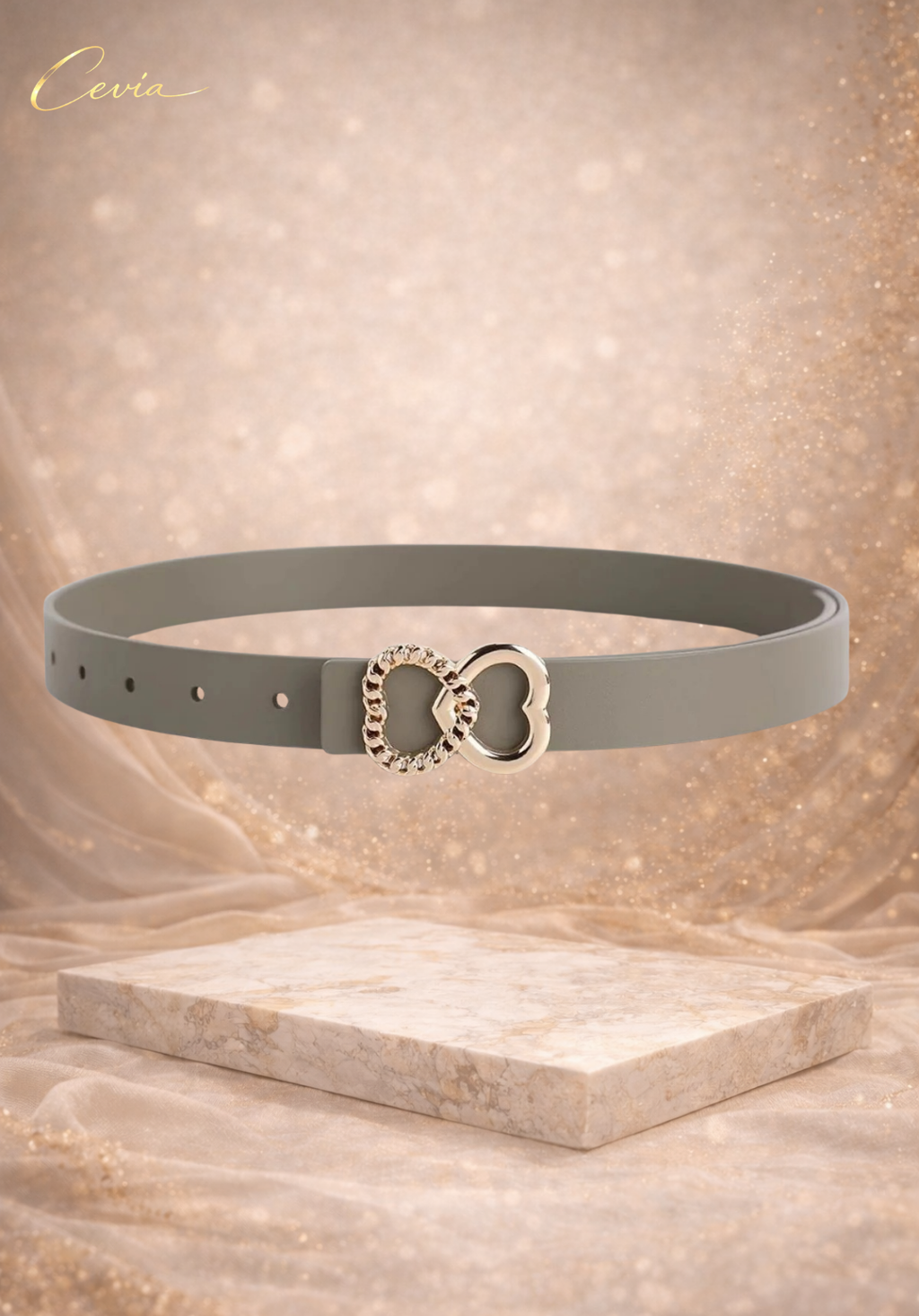 The Seraphine Heart Accent Leather Belt