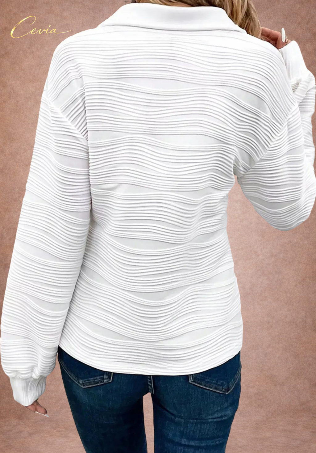 The Elviera Wave-Texture Zip Top