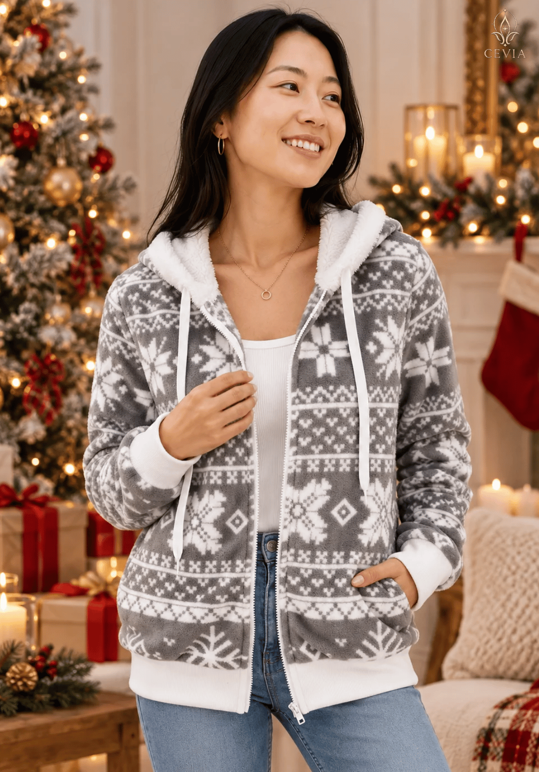 هودي كريسماس Winter Wonderland Fair Isle بسحّاب