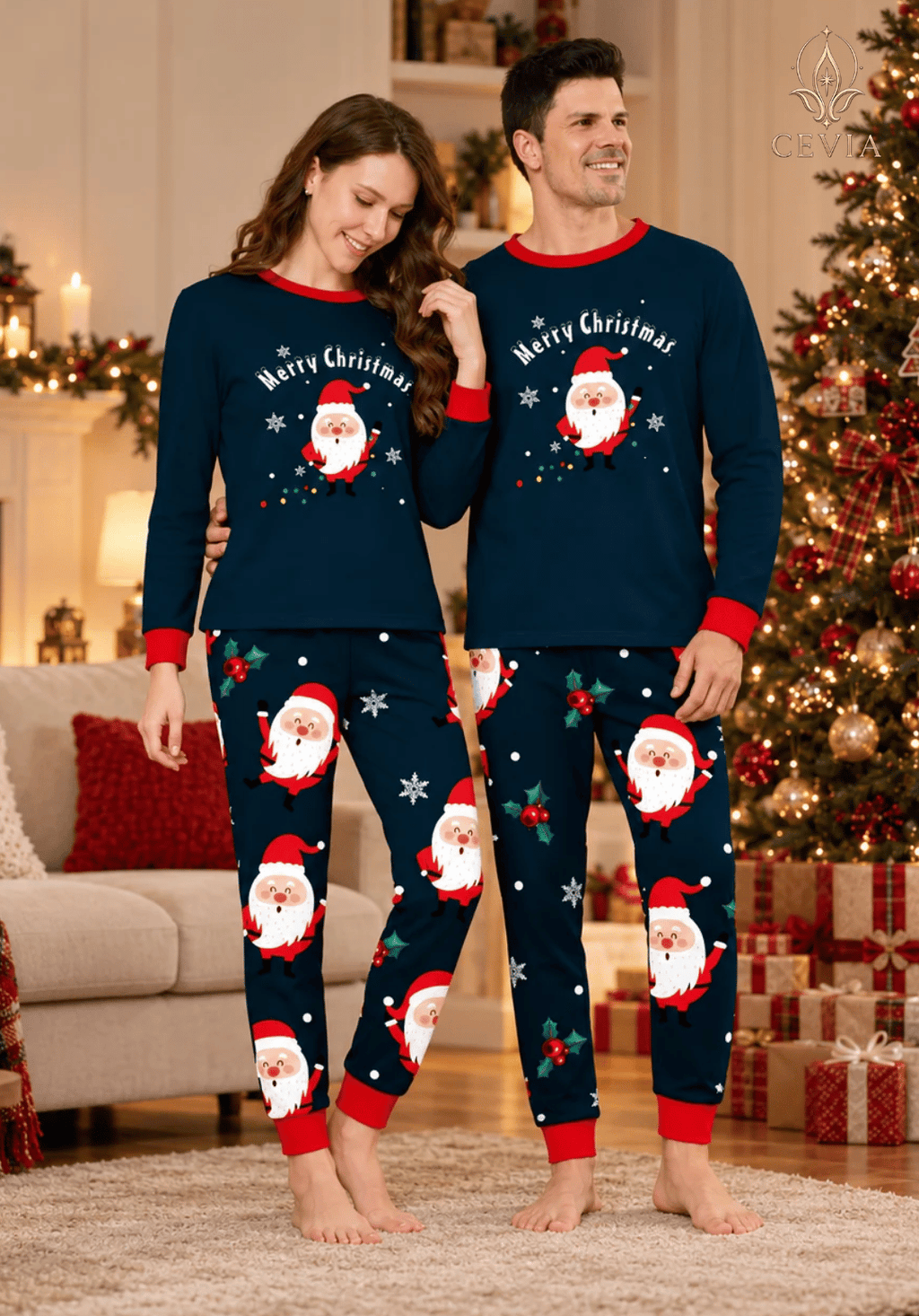 Noel Aile Eşleşen Pijama Takımları — Santa's Joyful Wishes