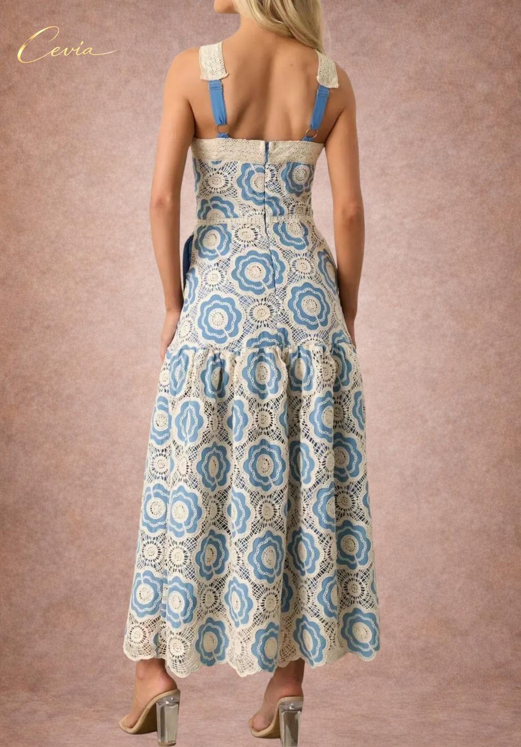 The Elowyn Lace-Bouquet Halter Maxi Dress