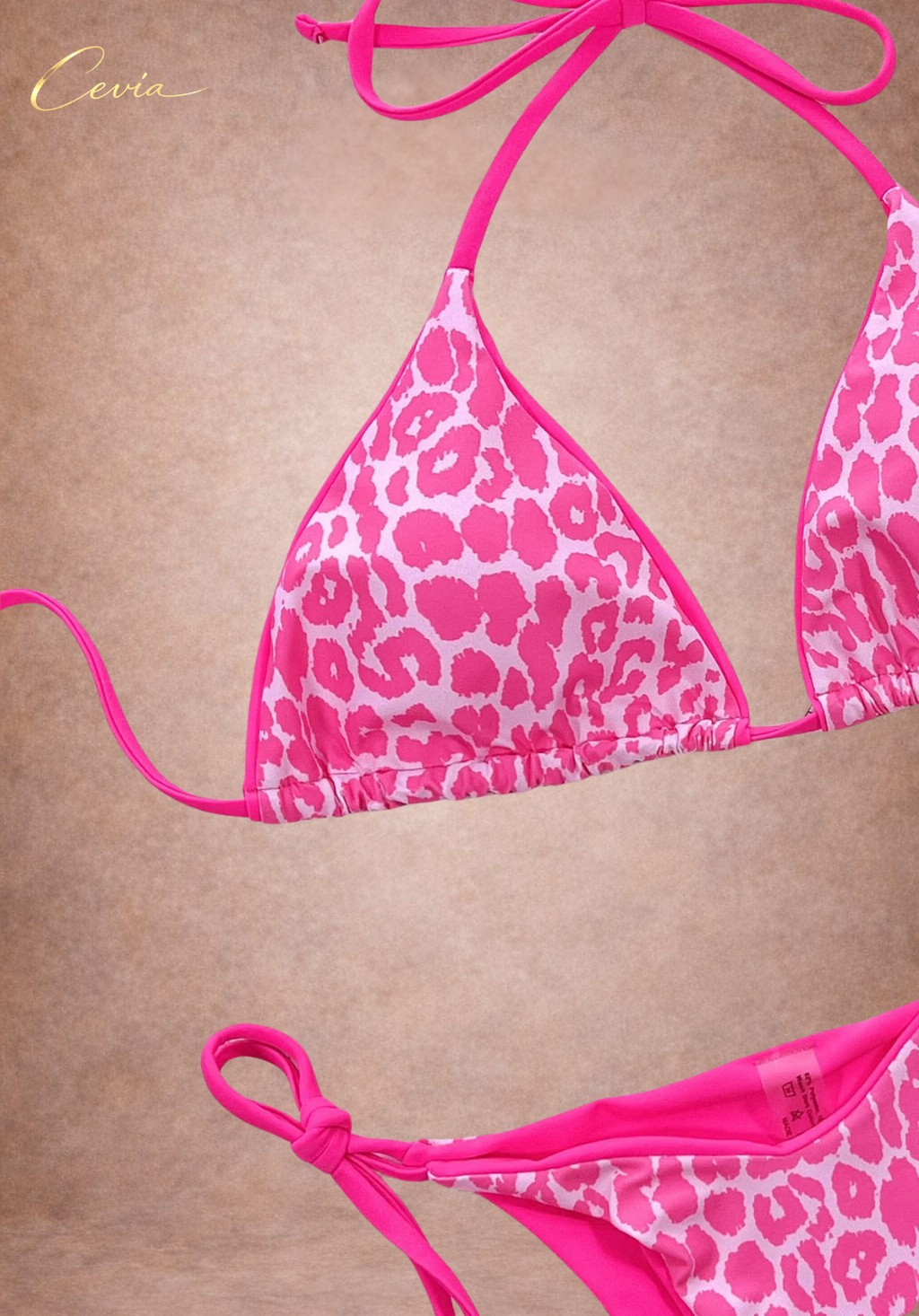 Hot Leopard Tie-Side Triangle Bikini Set