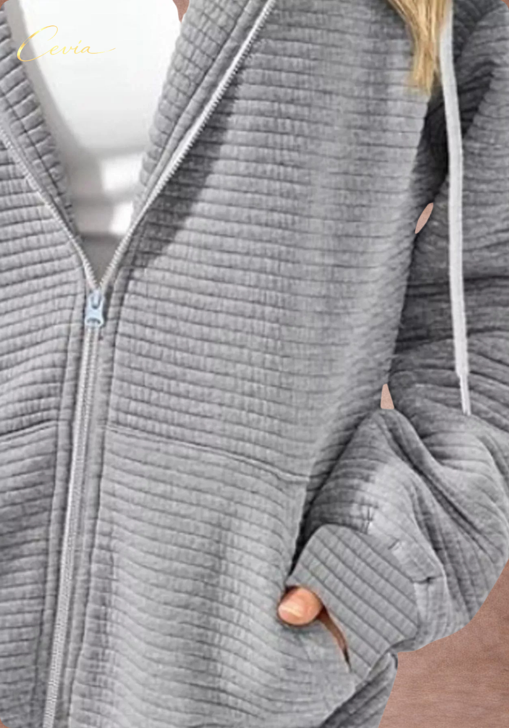The Nyelle Ribbed Plush Zip Hoodie