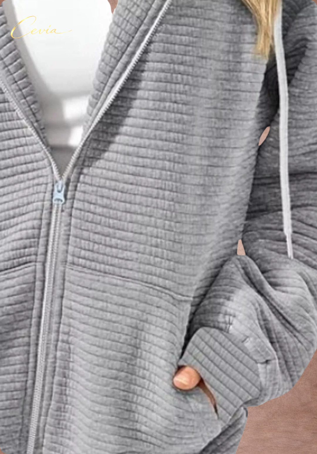 The Nyelle Ribbed Plush Zip Hoodie