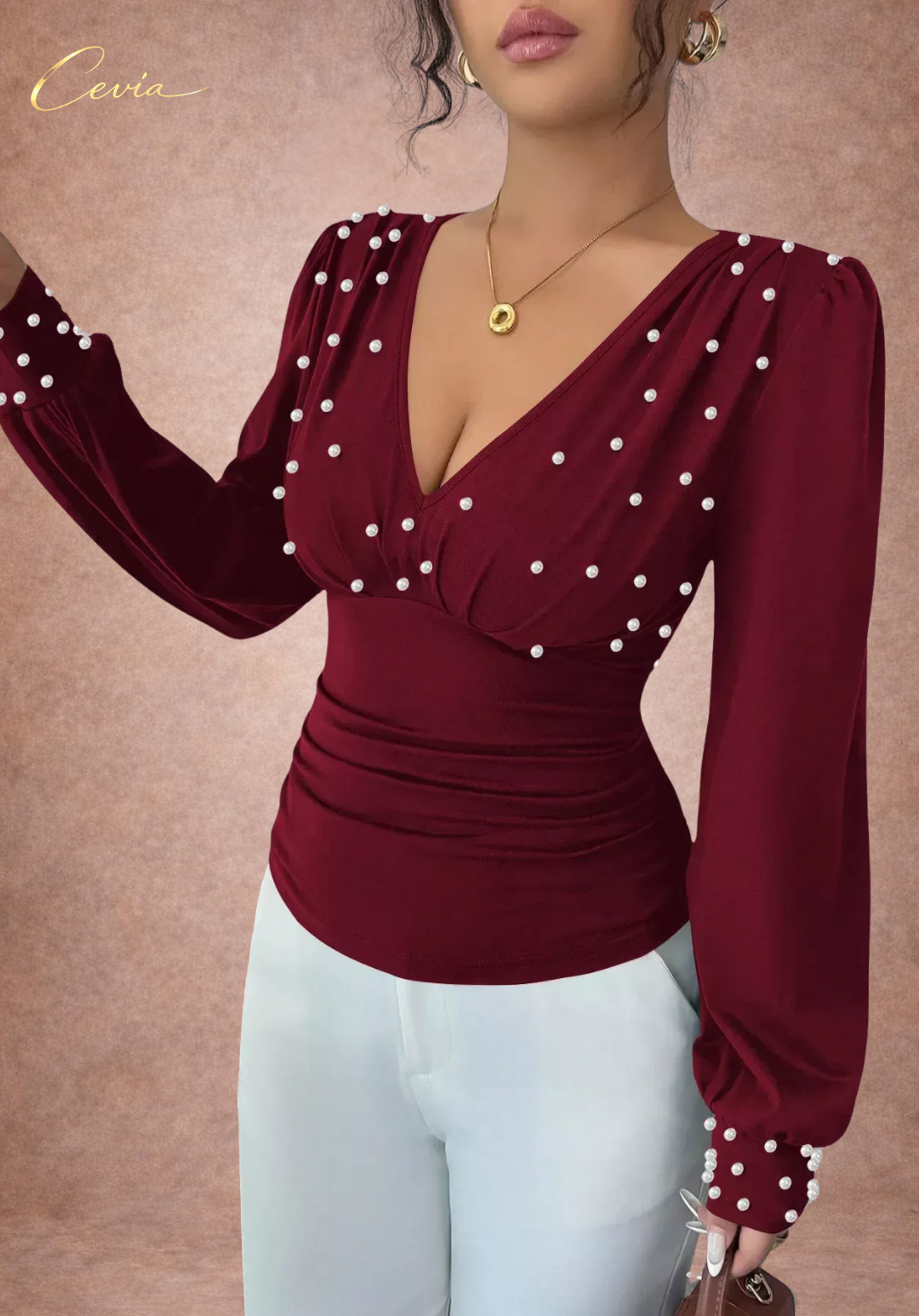 The Marivelle Pearl-Ruched Silhouette Top