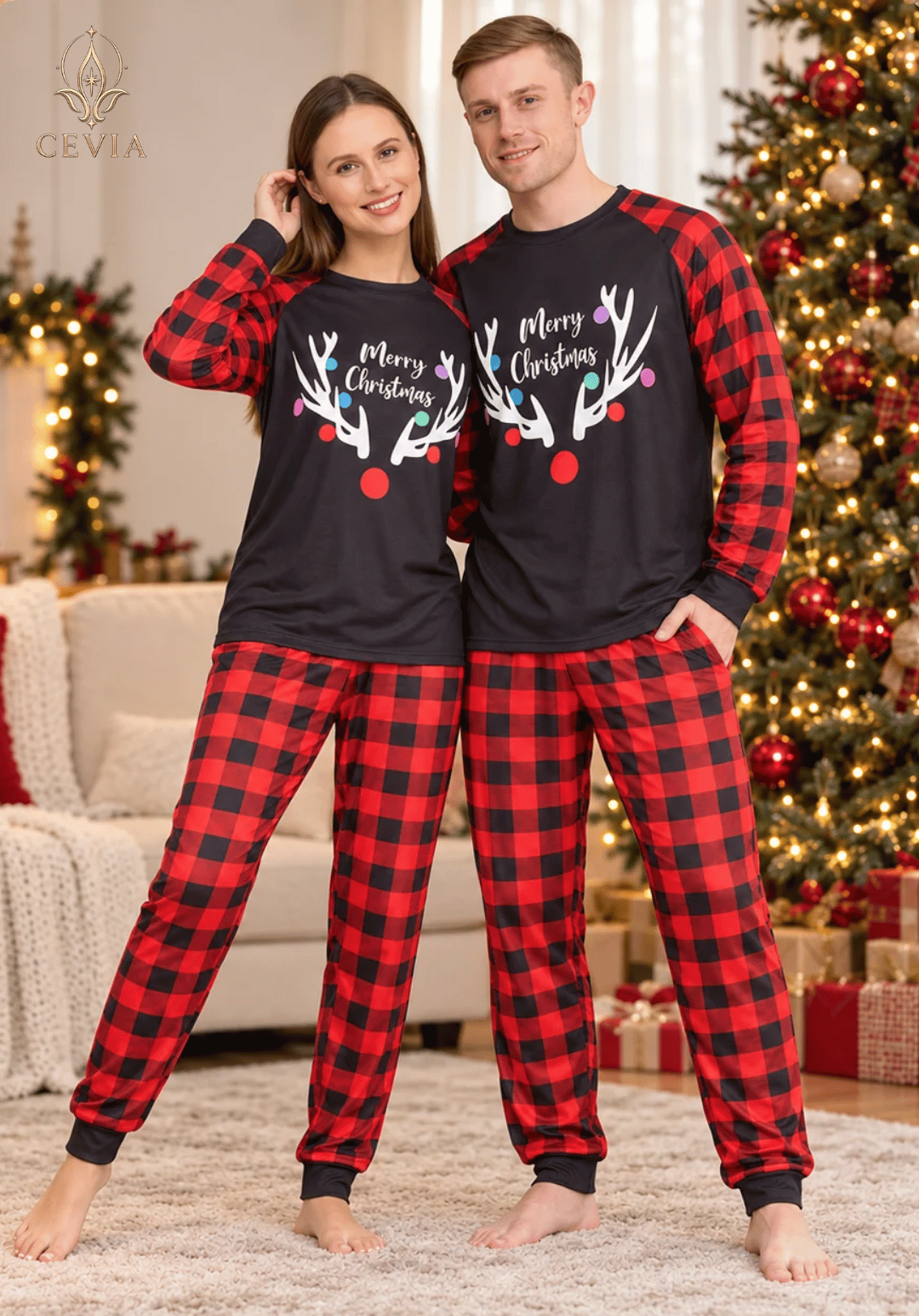 أطقم بيجامات كريسماس عائلية متطابقة — Rudolph's Festive Cheer