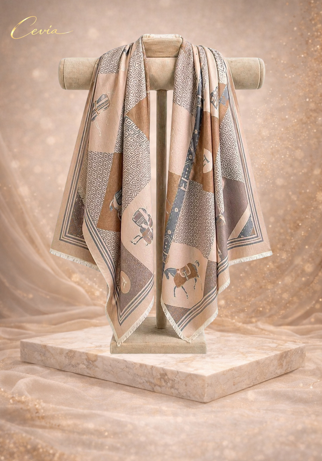The Lavienne Heritage Carriage-Print Cashmere-Touch Scarf