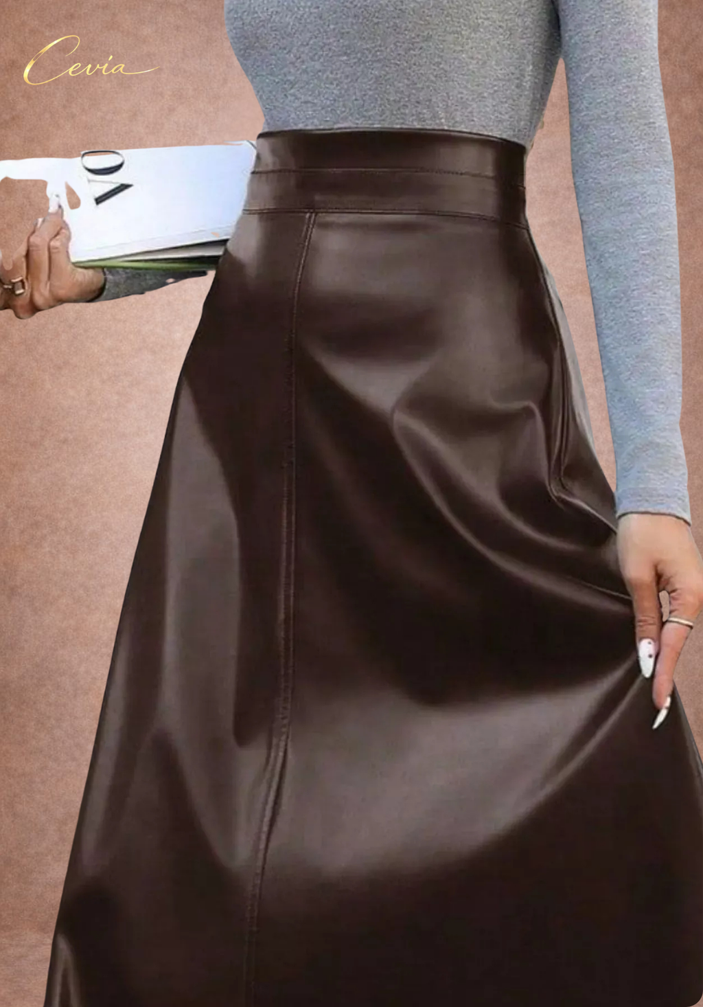 THE SOLENNE LEATHER-EFFECT MAXI SKIRT